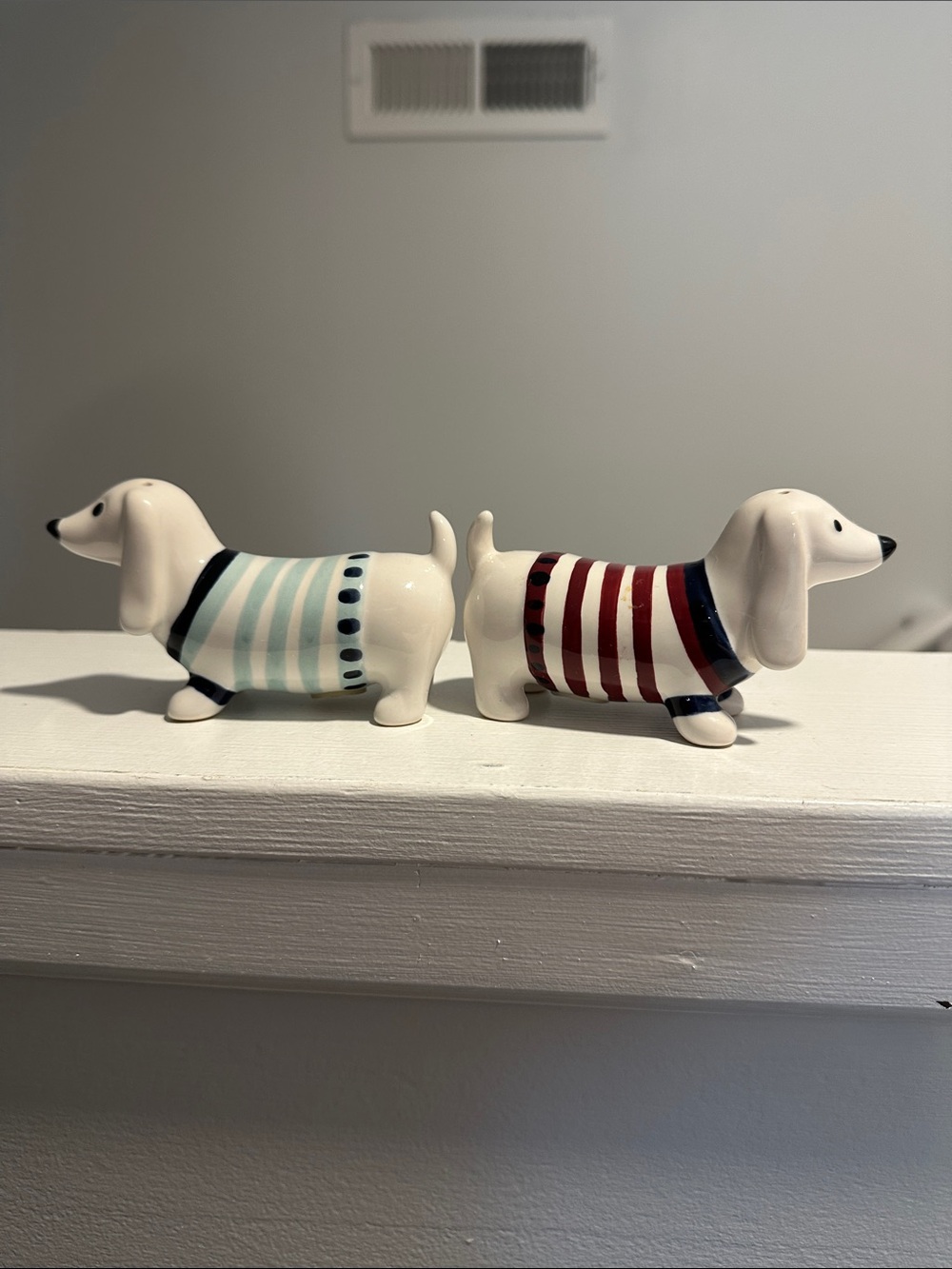 Target Ceramic Dachshund Salt and Pepper Shakers - Blue & Red Stripes